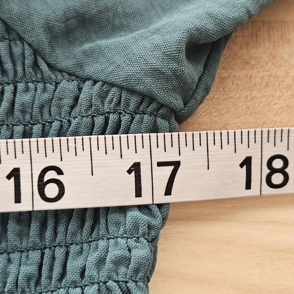 Jodifl Long Sleeve Teal V-Neck Mini Dress Size Large NWT Milkmaid Coquette - Picture 5 of 8